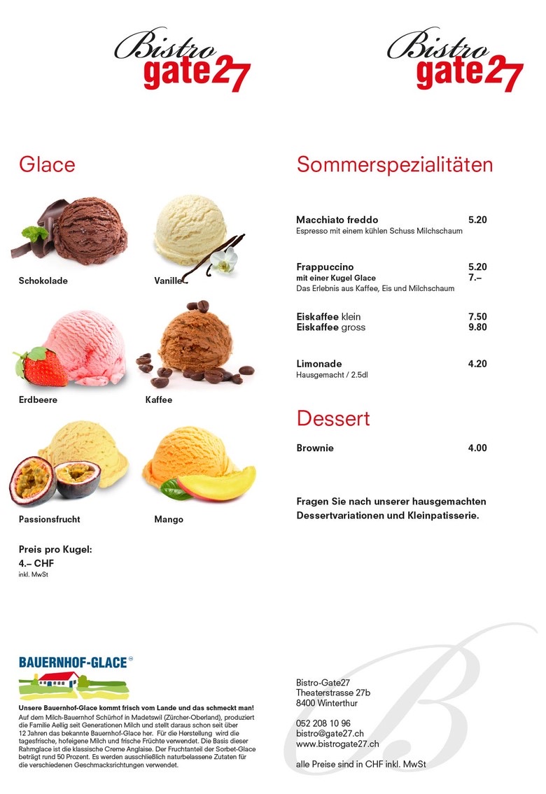 Glace-, Kaffee- und Dessertkarte 2017